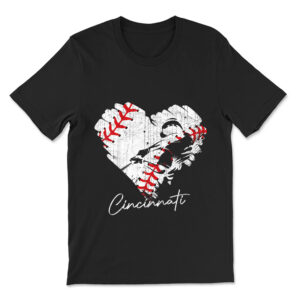 Cincinnati Baseball Heart Distressed T-shirt